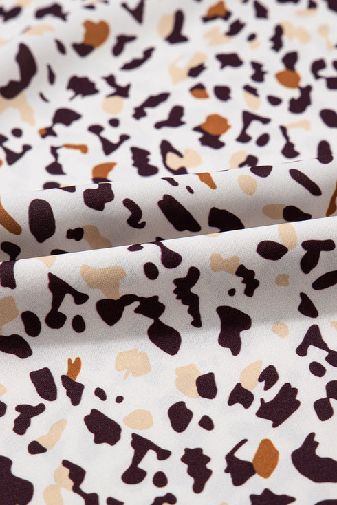 Flutter Sleeve Tiered Hem Animal Print Keyhole Back Mini Dress